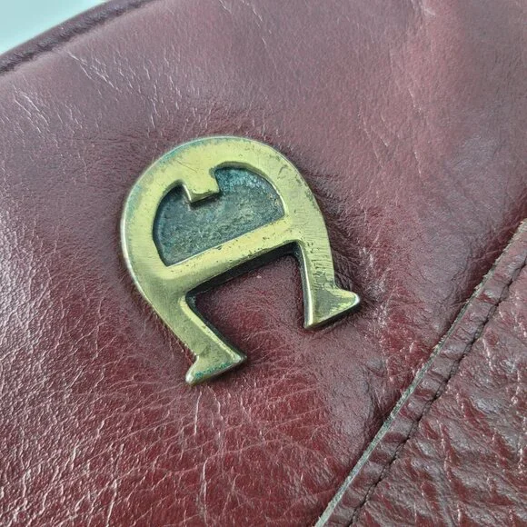 Vintage Etienne Aigner Burgundy Dark Red Leather Shoulder Bag Purse 12x8" - Picture 12 of 15